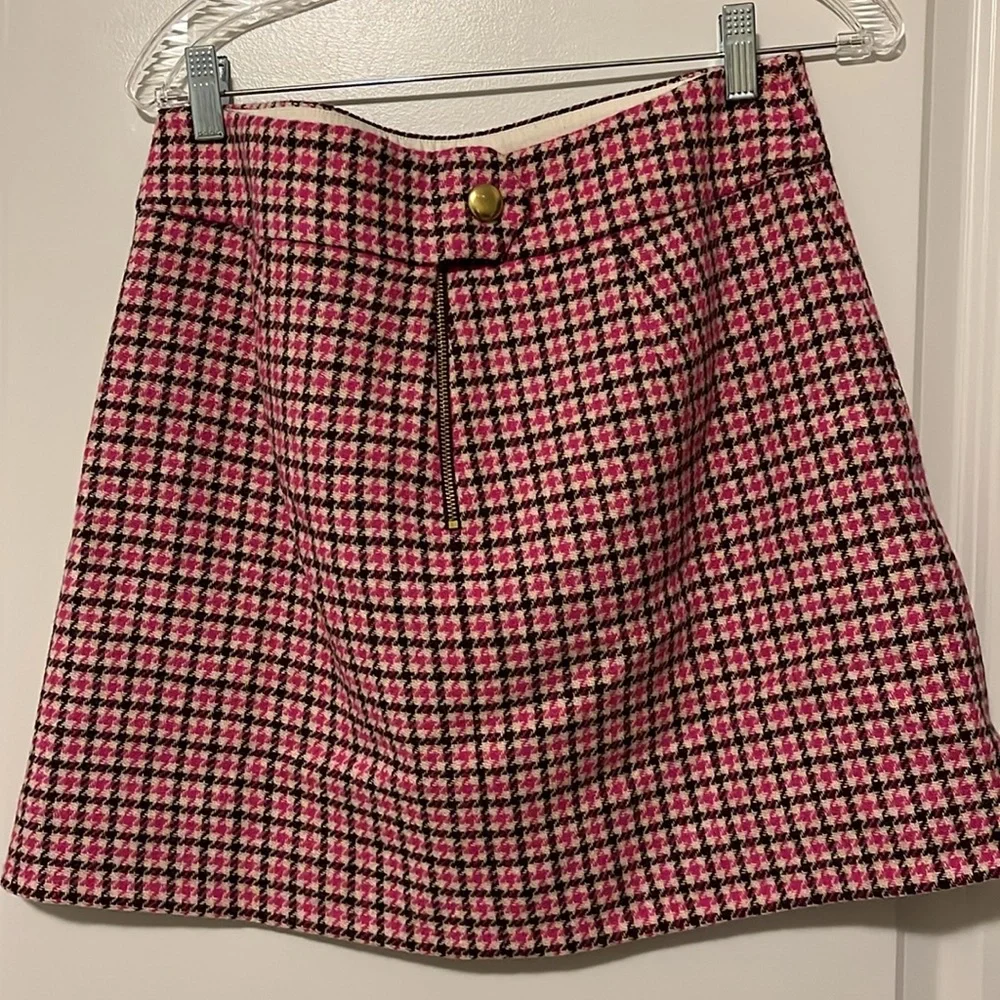 J.Crew Houndstooth Wool A-line Skirt - Size 6 - Picture 2 of 7